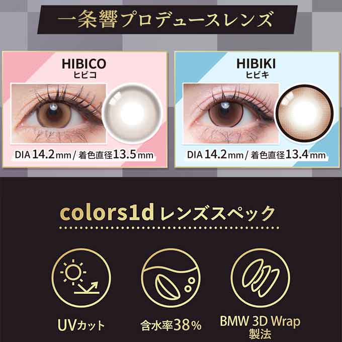 カラコン 1day 新色 カラーズ ワンデー (1箱10枚入) 度なし 度あり カラーコンタクトレンズ 14.2mm 一条響