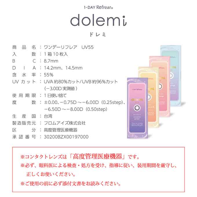(1箱10枚入)カラコン ワンデーリフレア ドレミ 1day 度あり 度なし カラーコンタクトレンズ 14.2mm 14.5mm