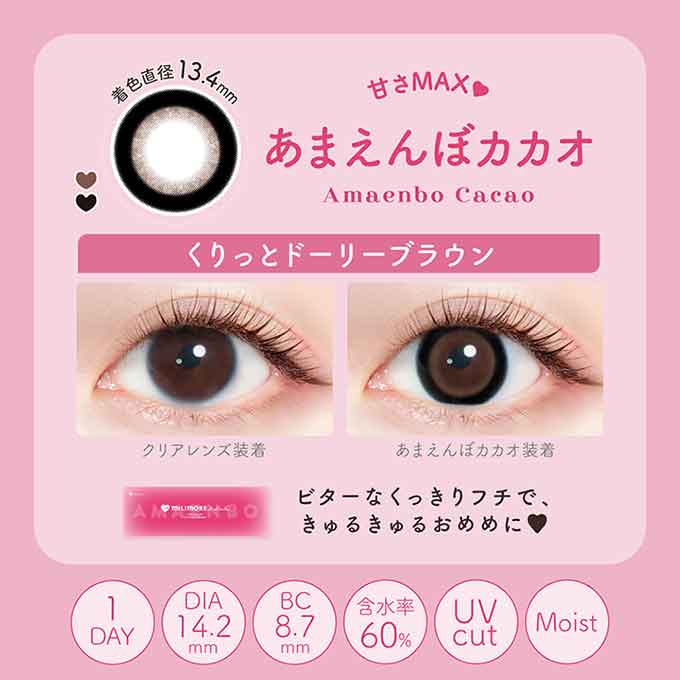 カラコン 1day エバーカラーワンデーミリモア (1箱10枚入)度なし 度あり カラーコンタクト 14.2mm 摩擦レス UVカット 新木優子