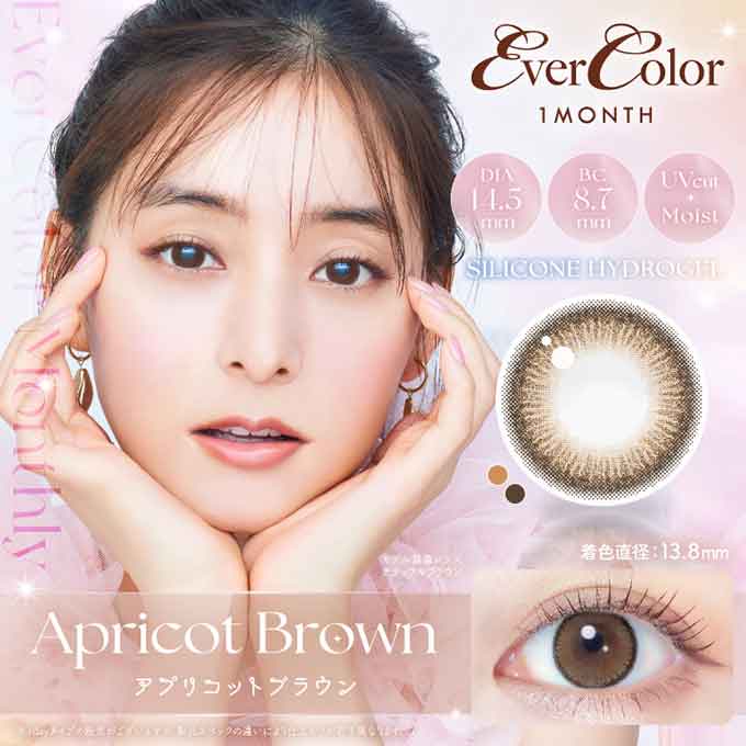 (1箱2枚入)カラコン エバーカラーマンスリー 1ヶ月 度あり 度なし カラーコンタクトレンズ 14.5mm 新木優子
