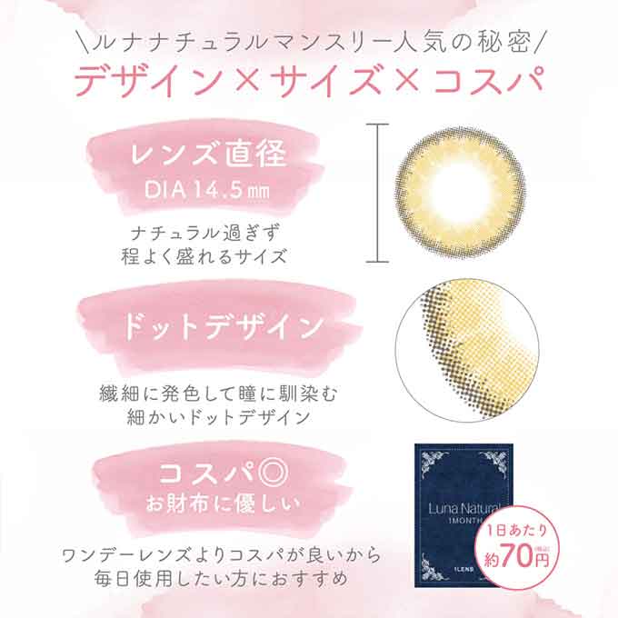 カラコン 1ヶ月 ルナ ナチュラル 2箱2枚(1箱1枚入×2set)両眼対応 度あり 度なし カラーコンタクトレンズ 14.5mm ハーフ 1month 下津明日香