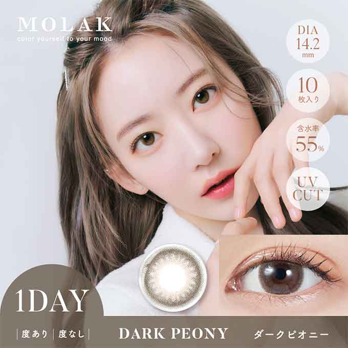 ダークピオニー モラク(1箱10枚入) カラコン 1day 度なし 度あり VR(バーチャル試着)ワンデー カラーコンタクトレンズ 14.2mm ナチュラル 宮脇咲良VR