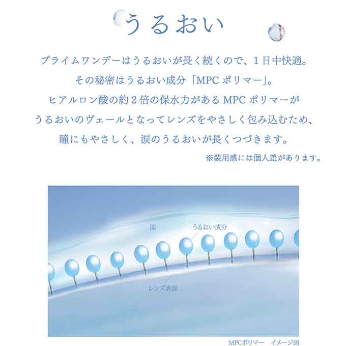 コンタクトレンズ 1day プライム ワンデー(1箱100枚入)クリアレンズ 透明 無色 1日使い捨て 度あり 14.2mm ソフトコンタクトレンズ 白宮みずほ