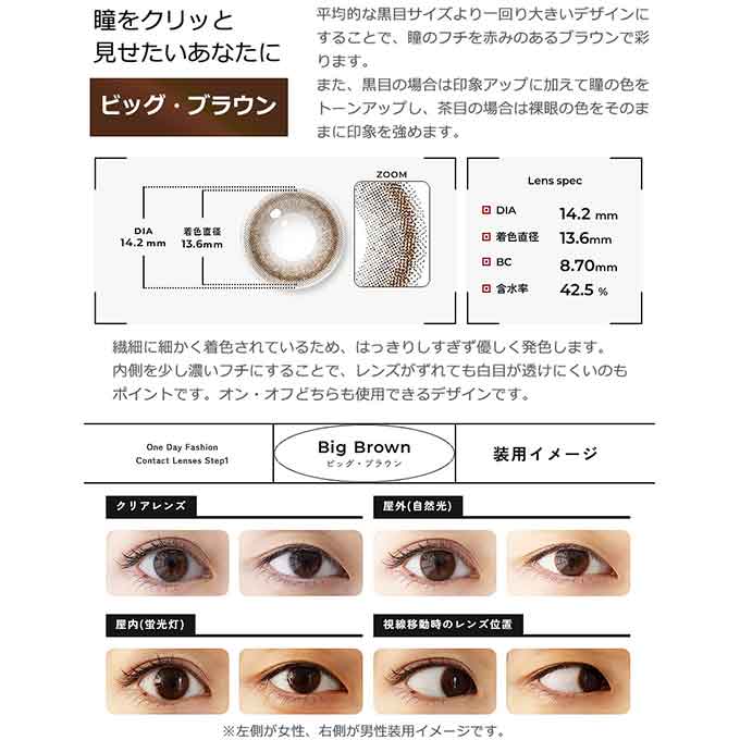 (1箱10枚入) カラコン 1day ステップ1 ワンデー Step1 ステップワン 度あり 度なし ワンデー カラーコンタクトレンズ 14.2mm トリンドル瑠奈 中瀬古隆誠