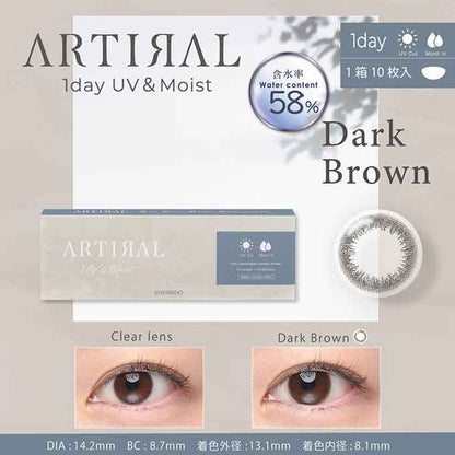 (1箱10枚入) カラコン 1day アーティラル UVモイストワンデー 58%  度あり 度なし   ARTIRAL UV&Moist カラーコンタクトレンズ ナチュラル系 14.2mm