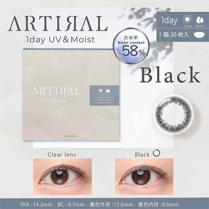 (1箱30枚入) カラコン 1day アーティラル UVモイストワンデー 58%  度あり 度なし   ARTIRAL UV&Moist カラーコンタクトレンズ ナチュラル系 14.2mm