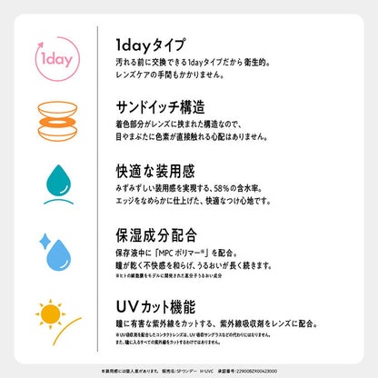 カラコン 1day ベルミー by Eye coffret(1箱10枚入)度なし 度あり カラーコンタクトレンズ 14.2mm福原遥