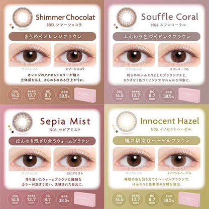 カラコン 1ヶ月交換 度あり アイジェニック バイ エバーカラー 2箱2枚(1枚入×2) ナチュラル系 カラーコンタクトレンズ 1month/マンスリー 新木優子　14.5mm