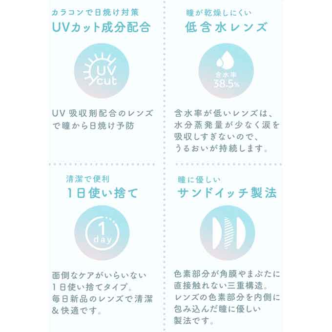 (1箱24枚入)カラコン 1day ラムリエ度なし 度あり カラーコンタクト 14.2mm　佐藤ノア