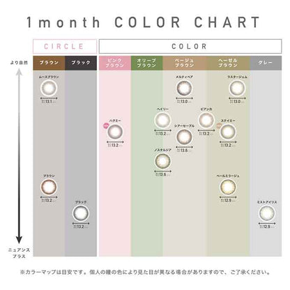 2箱2枚(1枚入×2) カラコン 1ヶ月 レヴィア マンスリー サークル Revia 度あり カラーコンタクトレンズ 1mon　ローラ