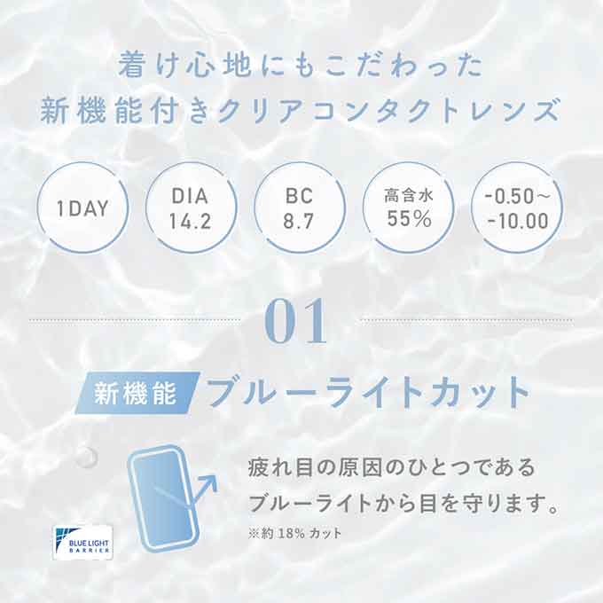 コンタクトレンズ ワンデー レヴィア ブルーライトバリア クリア 1day(1箱30枚入)ブルーライトカット ソフトコンタクト　ローラ