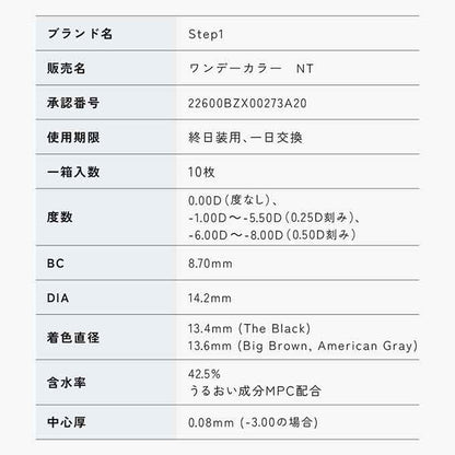 (1箱10枚入) カラコン 1day ステップ1 ワンデー Step1 ステップワン 度あり 度なし ワンデー カラーコンタクトレンズ 14.2mm トリンドル瑠奈 中瀬古隆誠