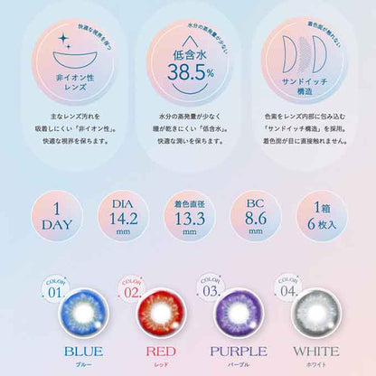 (1箱6枚入)カラコン 1day トロンプルイユ ワンデー 度なし 度あり コスプレ 高発色 14.2mm カラーコンタクトレンズ ハロウィン イベント